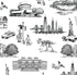New York Toile Peel and Stick Wallpaper in black color - pattern number KK17124_Black_KH306 - by Katie Kime in the  collection