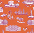 New York Toile Peel and Stick Wallpaper in orange magenta color - pattern number KK17124_Orange_Magenta_KH306 - by Katie Kime in the  collection