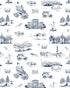 North Carolina Toile Peel and Stick Wallpaper in navy color - pattern number KK835_Navy_KH306 - by Katie Kime in the  collection