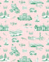 North Carolina Toile Peel and Stick Wallpaper in pink green color - pattern number KK835_Pink_Green_KH306 - by Katie Kime in the  collection