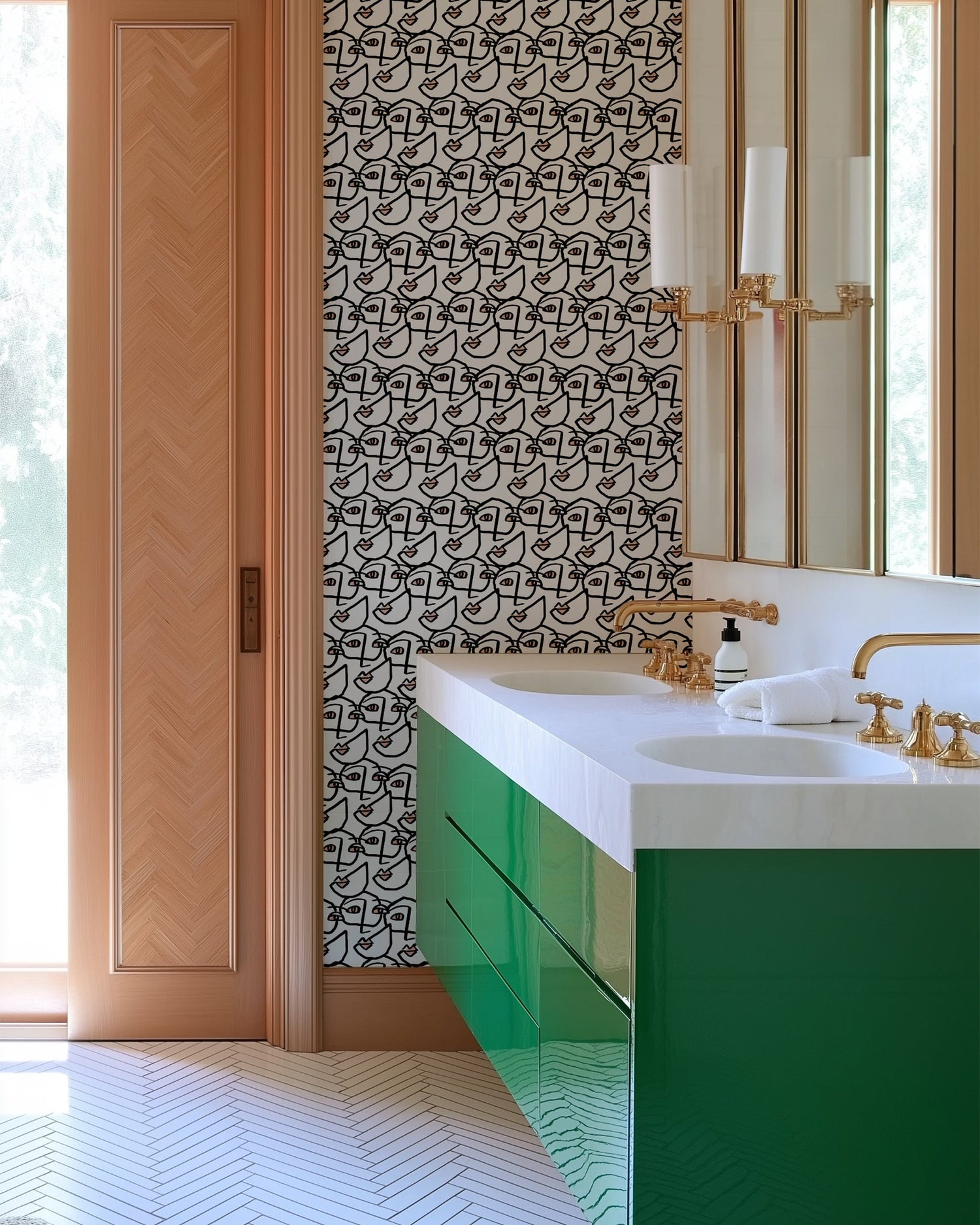 Reflection Wallpaper in black color - pattern number KK195_Black_KH300 - by Katie Kime in the  collection