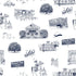 Round Top Toile Peel and Stick Wallpaper in navy color - pattern number KK796_Navy_KH306 - by Katie Kime in the  collection