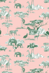Safari Toile Wallpaper in peach hunter color - pattern number KK772_Peach_Hunter_KH300 - by Katie Kime in the  collection