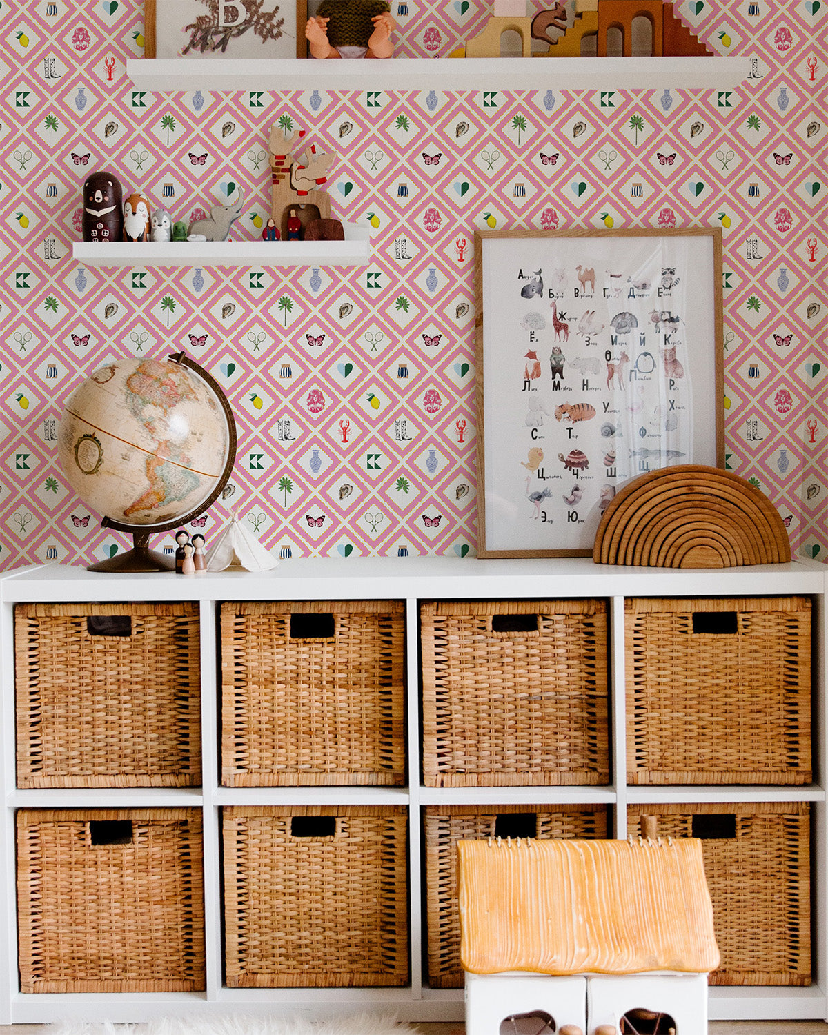 Story Peel and Stick Wallpaper in pink color - pattern number KK805_Pink_KH306 - by Katie Kime in the  collection