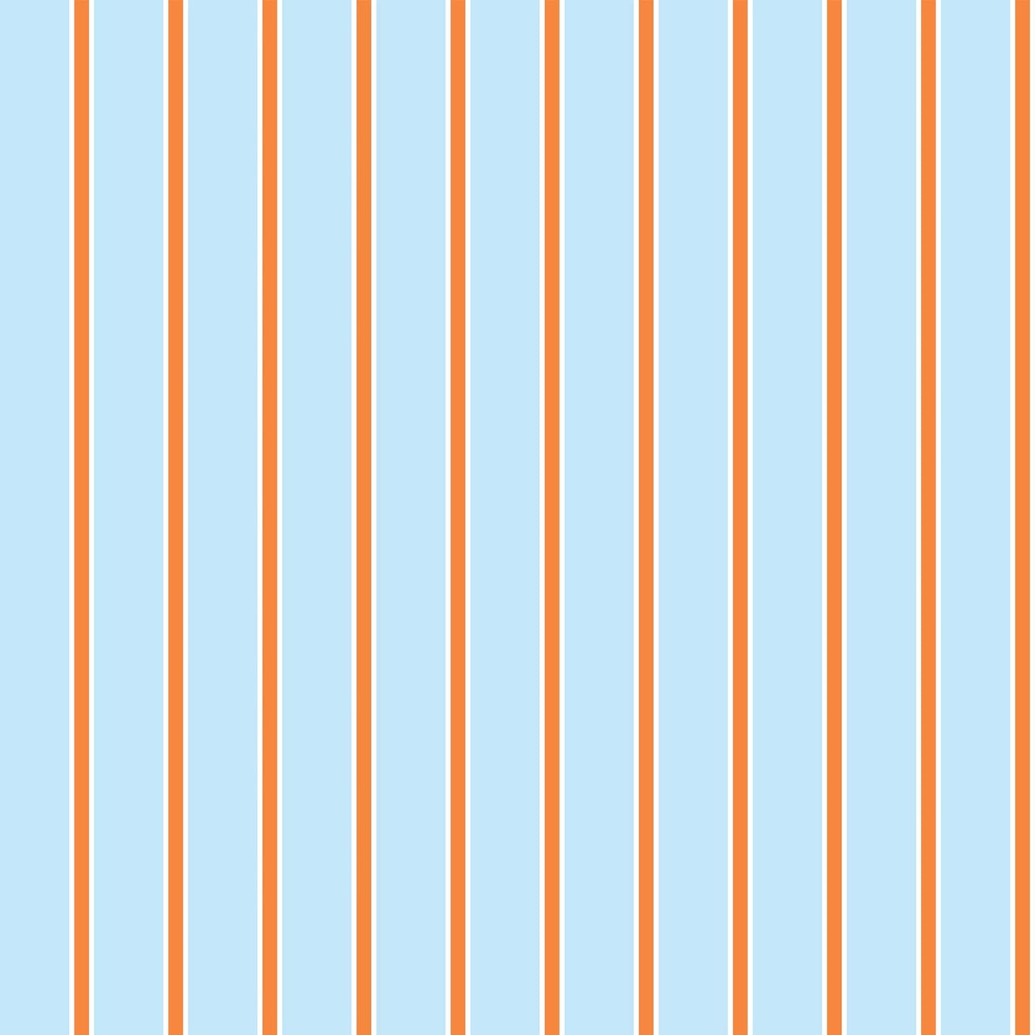 Tailored Stripe Peel and Stick Wallpaper in light blue orange color - pattern number KK793_Light_Blue_Orange_KH306 - by Katie Kime in the  collection