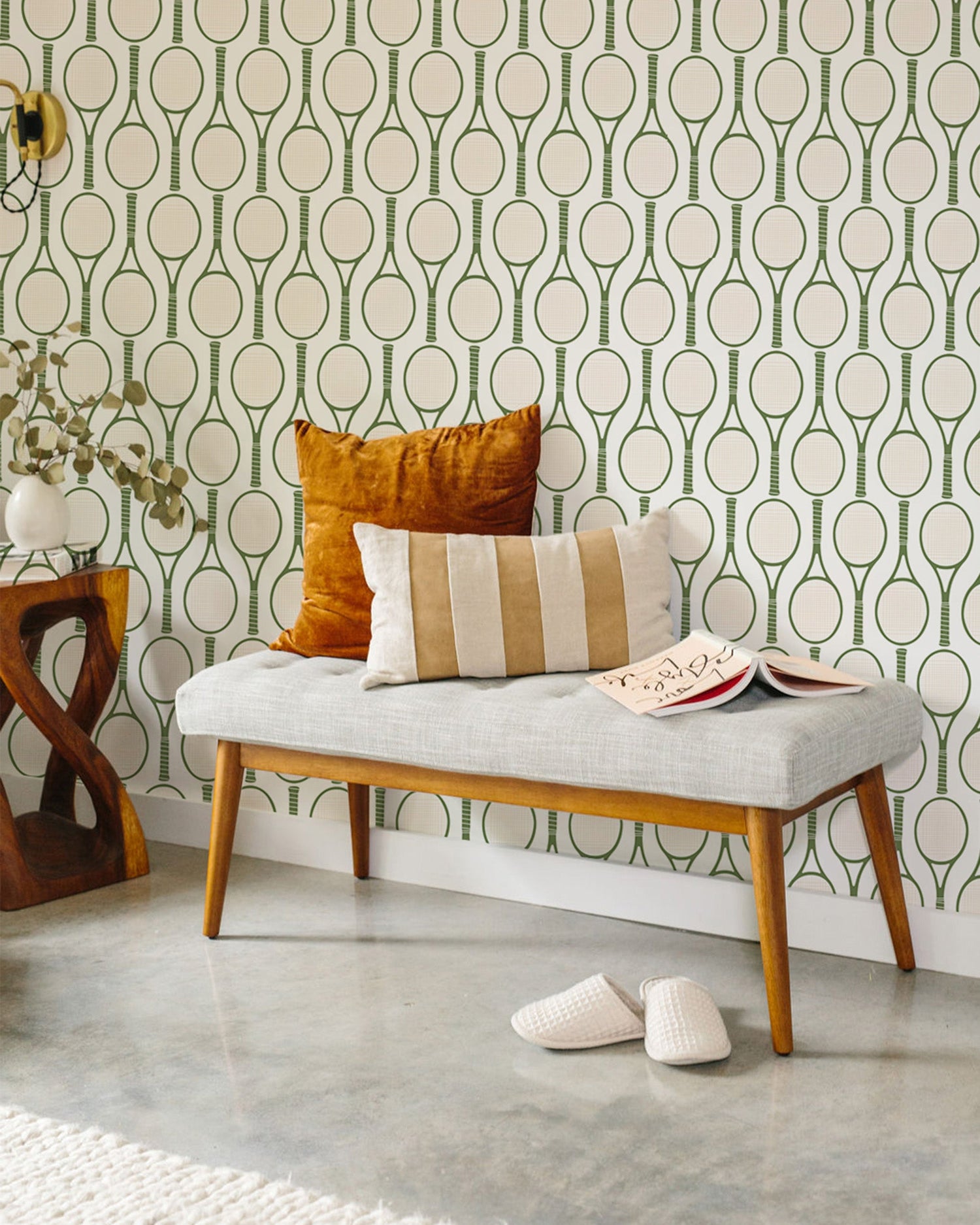 Tennis Time Peel and Stick Wallpaper in green color - pattern number KK727_Green_KH306 - by Katie Kime in the  collection