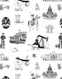 Texas Toile Peel and Stick Wallpaper in black color - pattern number KK824_Black_KH306 - by Katie Kime in the  collection