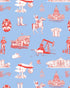 Texas Toile Peel and Stick Wallpaper in blue red color - pattern number KK824_Blue_Red_KH306 - by Katie Kime in the  collection