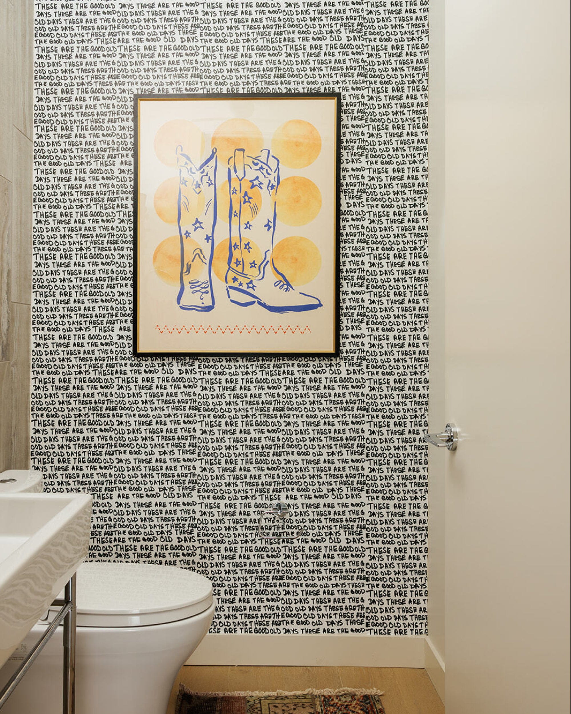 These Are the Good Old Days Peel and Stick Wallpaper in black color - pattern number KK862_Black_KH306 - by Katie Kime in the  collection