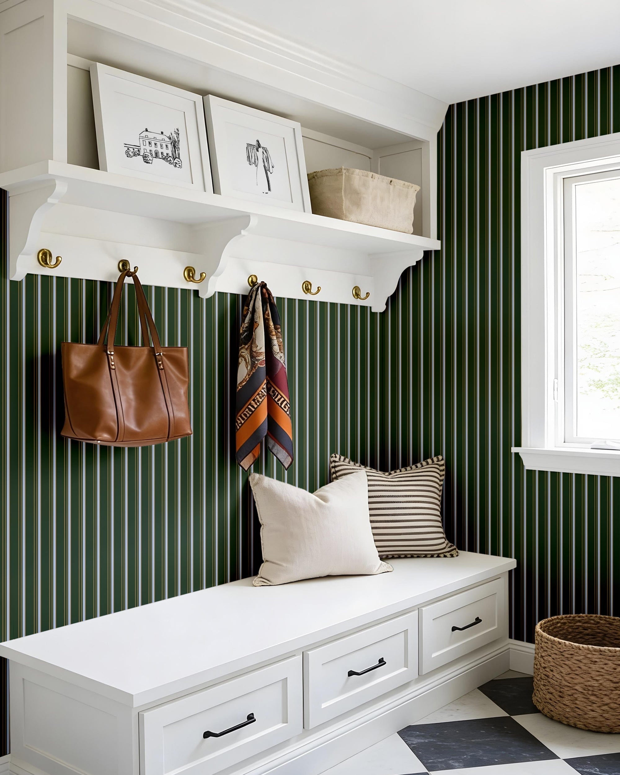 Timberline Peel and Stick Wallpaper in hunter color - pattern number KK857_Hunter_KH306 - by Katie Kime in the  collection