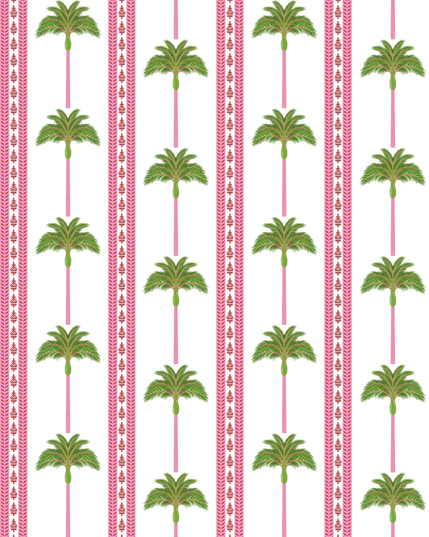Tropical Palm Peel and Stick Wallpaper in pink green color - pattern number KK814_Pink_Green_KH306 - by Katie Kime in the  collection