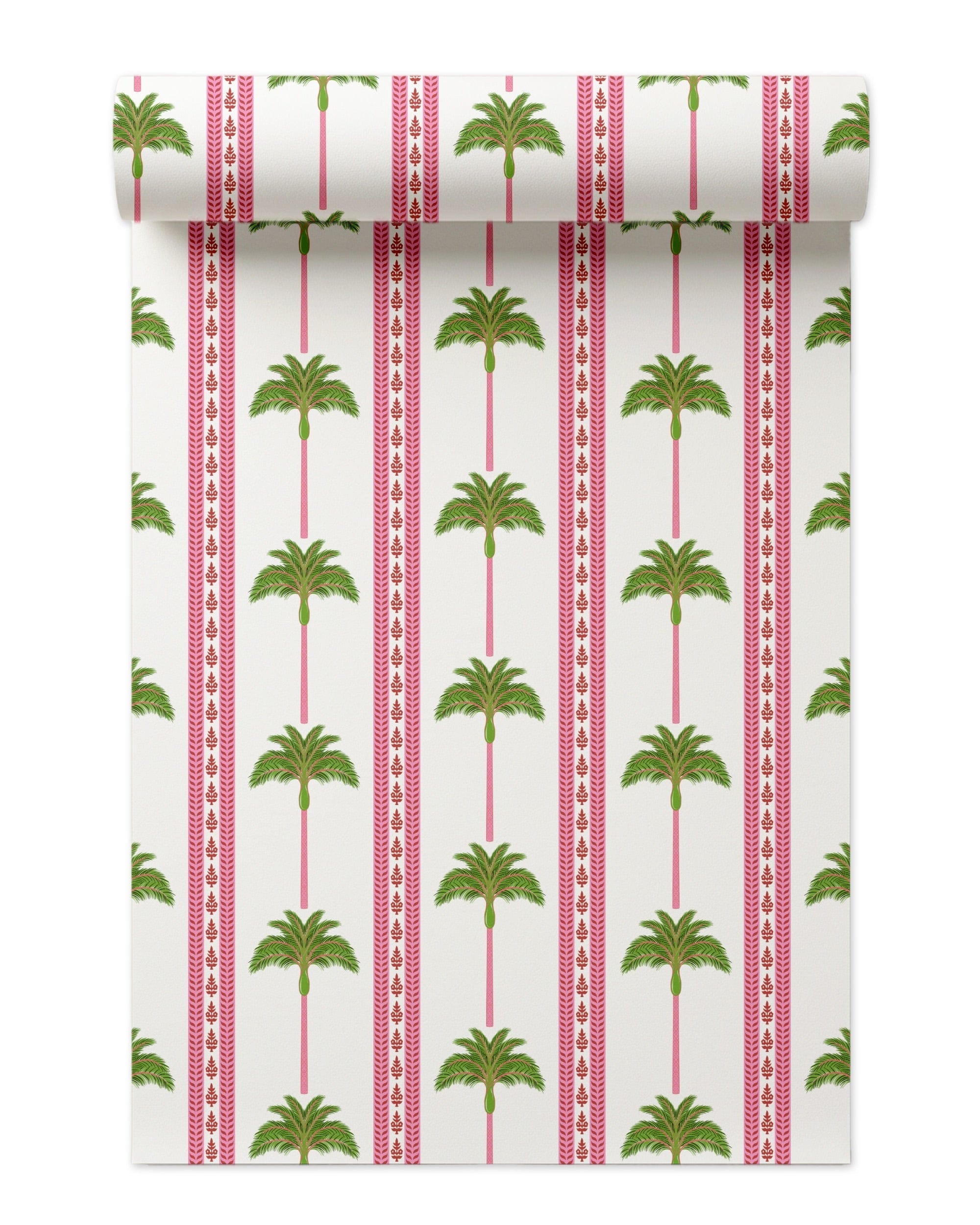 Tropical Palm Peel and Stick Wallpaper in pink green color - pattern number KK814_Pink_Green_KH306 - by Katie Kime in the  collection