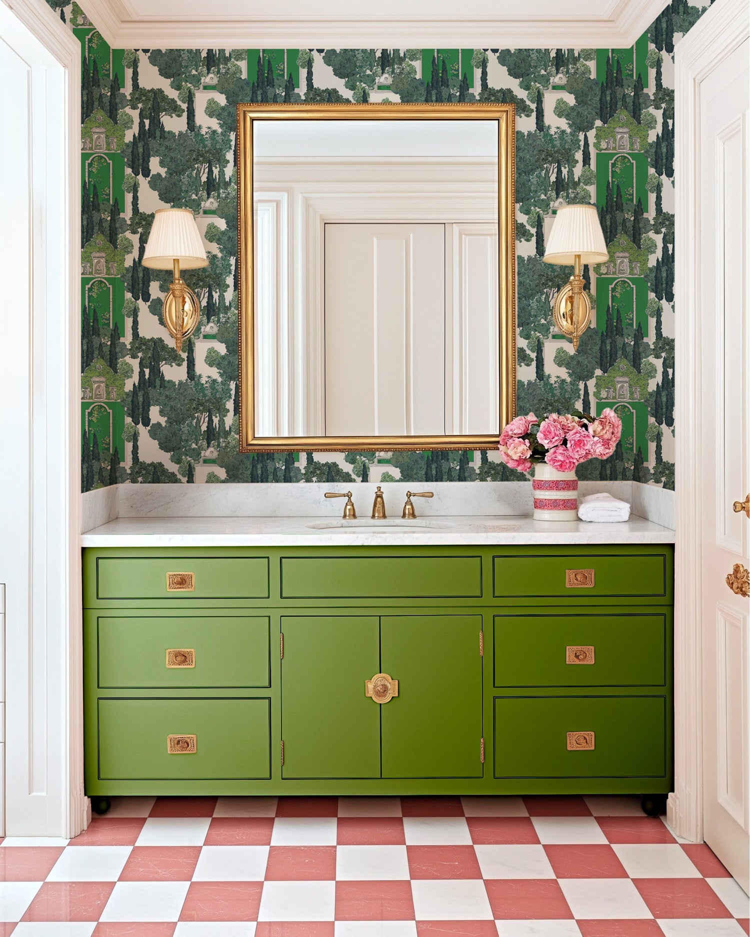 Tuscan Villa Peel and Stick Wallpaper in green color - pattern number KK788_Green_KH306 - by Katie Kime in the  collection