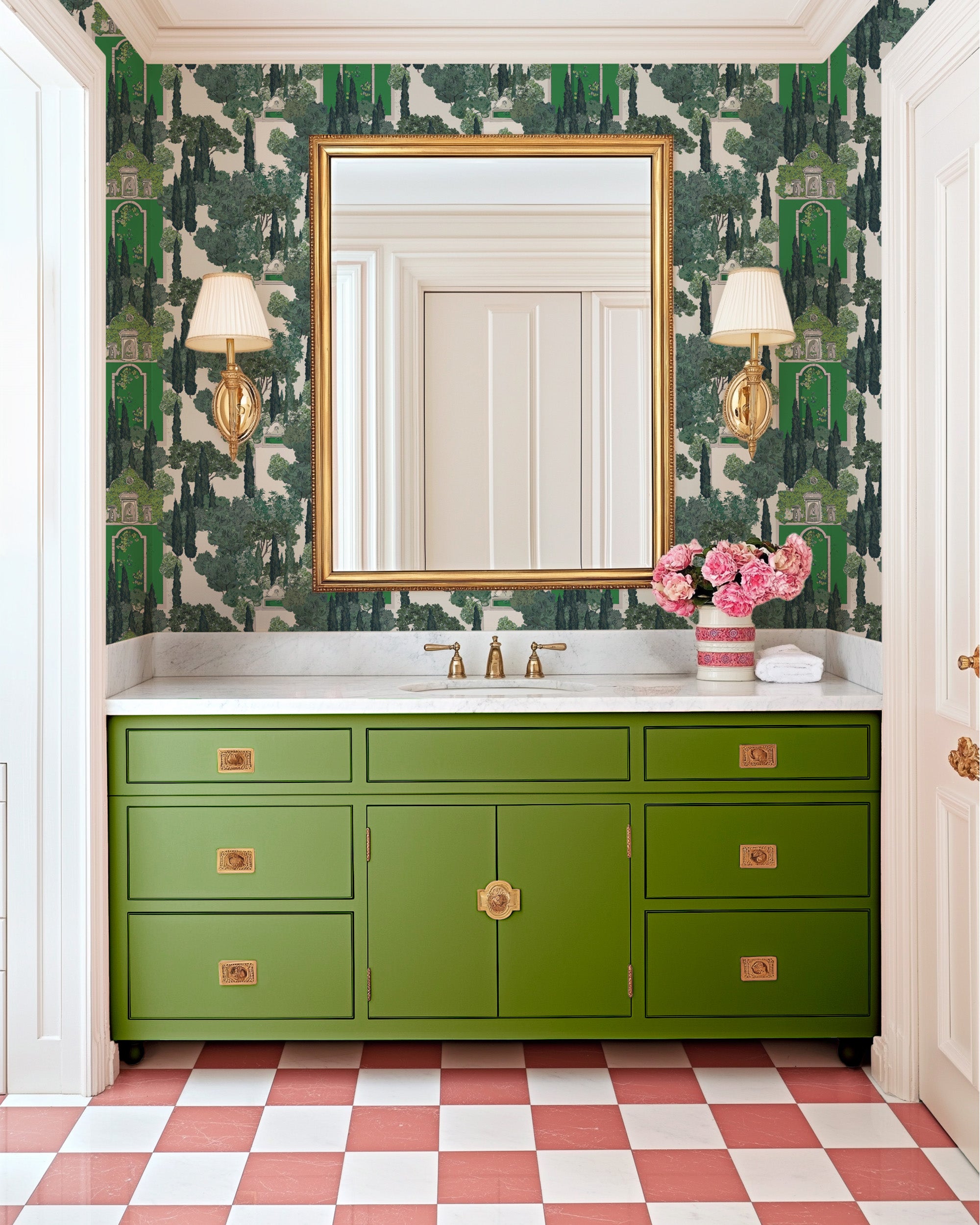 Tuscan Villa Peel and Stick Wallpaper in green color - pattern number KK788_Green_KH306 - by Katie Kime in the  collection