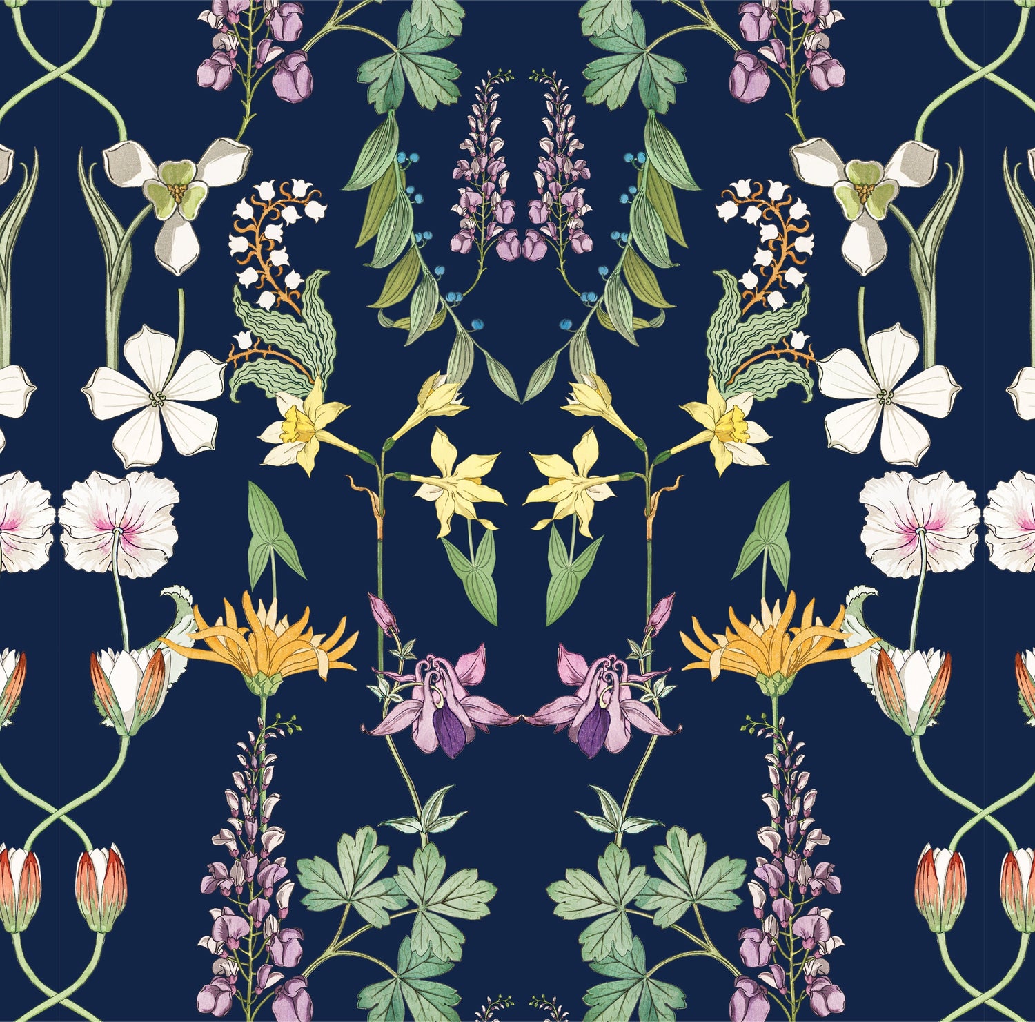 Versailles Wallpaper in navy color - pattern number KK732_Navy_KH300 - by Katie Kime in the  collection