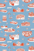 Washington DC Toile Peel and Stick Wallpaper in blue red color - pattern number KK770_Blue_Red_KH306 - by Katie Kime in the  collection