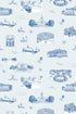 Washington DC Toile Peel and Stick Wallpaper in dusty blue navy color - pattern number KK770_Grey_Blue_Navy_KH306 - by Katie Kime in the  collection