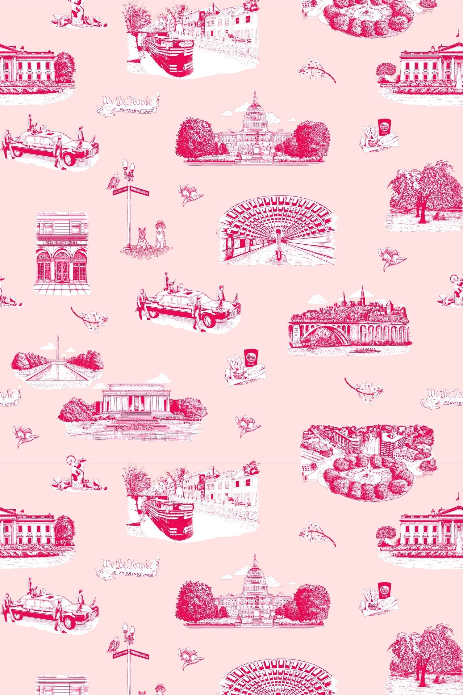Watermarks Wallpaper in yellow color - pattern number KK770_Pink_Cranberry_KH300 - by Katie Kime in the  collection