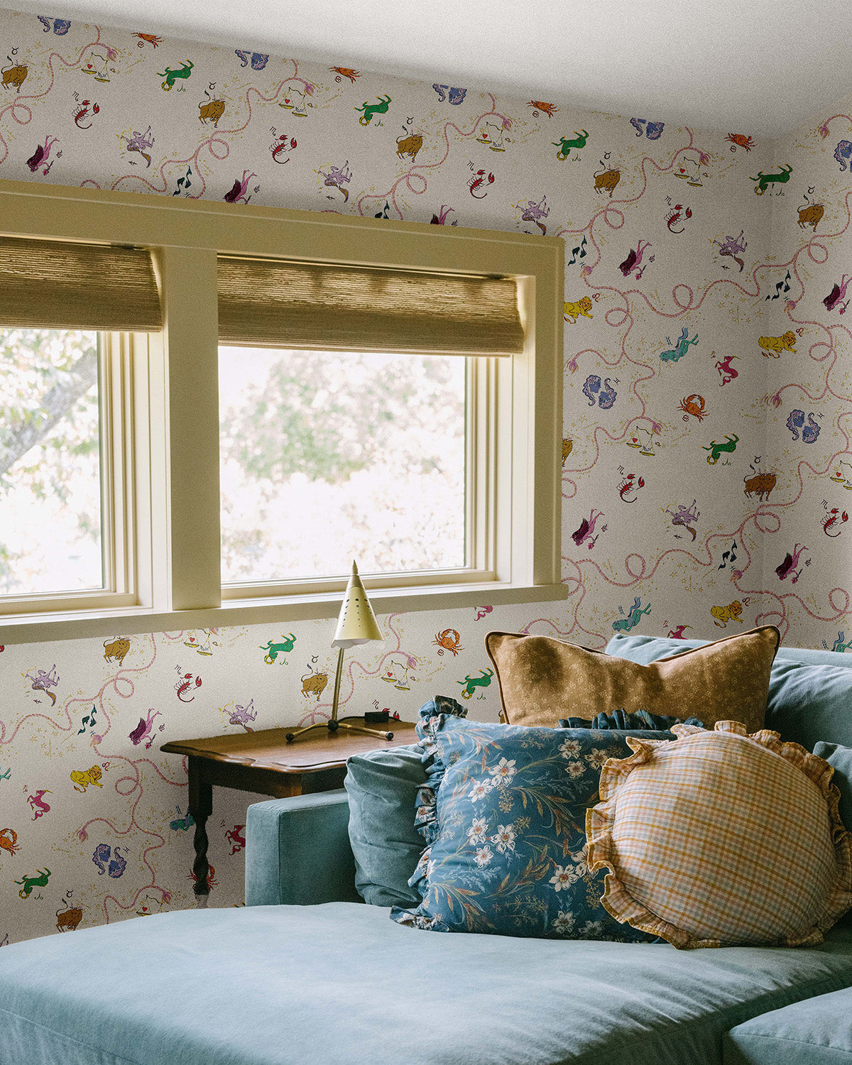 Zodiac Peel and Stick Wallpaper in cream color - pattern number KK787_Cream_KH306 - by Katie Kime in the  collection