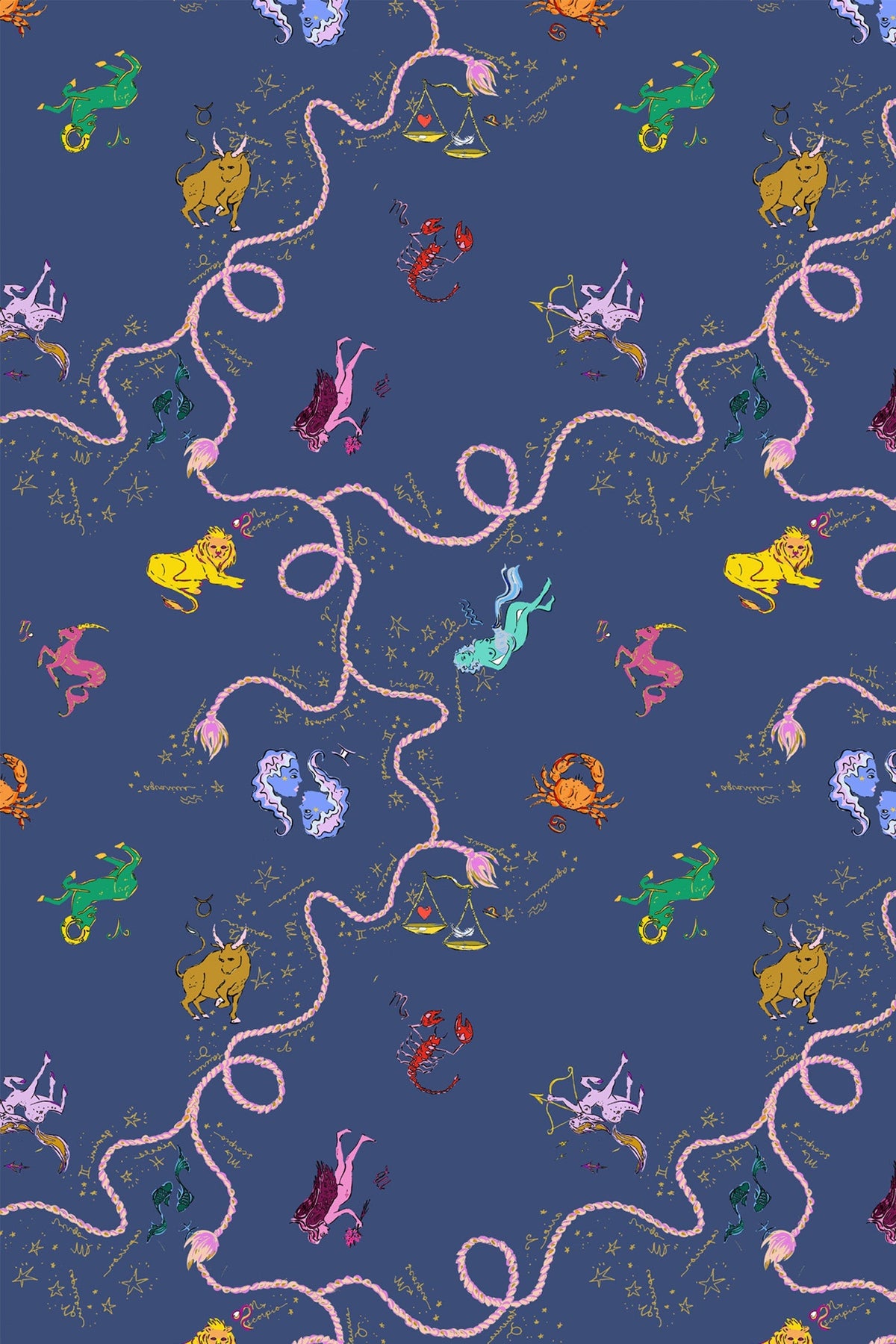 Zodiac Wallpaper in Navy color - pattern number KK787_Navy_KH300 - by Katie Kime in the collection