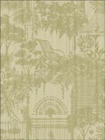 Garden Palm Leaves Wrought Iron Wallpaper CA81904 by Seabrook Wallpaper for sale at Wallpapers To Go