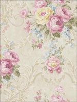 Damask Bouquets Wallpaper FI90009 by Seabrook Wallpaper for sale at Wallpapers To Go