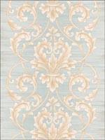 Ombre Stripes Leaf Scroll Wallpaper SA50802 by Seabrook Wallpaper for sale at Wallpapers To Go