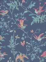 Hummingbirds Indigo Multi Color Wallpaper 10014068 by Cole and Son Wallpaper for sale at Wallpapers To Go