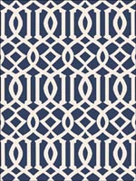 Imperial Trellis II Ivory Navy Wallpaper 5005801 by Schumacher Wallpaper for sale at Wallpapers To Go