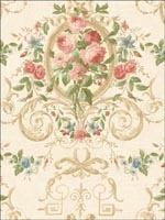 Bouquets with Scroll Design Wallpaper DF30201 by Seabrook Wallpaper for sale at Wallpapers To Go