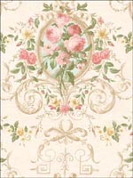 Bouquets with Scroll Design Wallpaper DF30202 by Seabrook Wallpaper for sale at Wallpapers To Go
