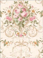 Bouquets with Scroll Design Wallpaper DF30204 by Seabrook Wallpaper for sale at Wallpapers To Go