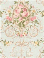 Bouquets with Scroll Design Wallpaper DF30212 by Seabrook Wallpaper for sale at Wallpapers To Go