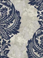 Newton Damask Blue and Grey Wallpaper AV51310 by Seabrook Wallpaper for sale at Wallpapers To Go