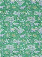 Goa Green Printed Fabric F988721 by Thibaut Wallpaper for sale at Wallpapers To Go