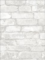 Grey and White Brick Peel And Stick Wallpaper NU1653 by Brewster Wallpaper for sale at Wallpapers To Go