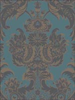 Wyndham Teal and Charcoal Wallpaper 943017 by Cole and Son Wallpaper for sale at Wallpapers To Go