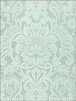 Dorian Damask Aqua Wallpaper T89104 by Thibaut Wallpaper for sale at Wallpapers To Go