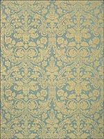Curtis Damask Gold on Aqua Cork Wallpaper T89115 by Thibaut Wallpaper for sale at Wallpapers To Go