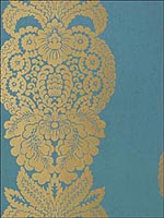 Rowan Damask Metallic Gold on Peacock Wallpaper T89133 by Thibaut Wallpaper for sale at Wallpapers To Go