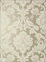 Passaro Damask Cream on Metallic Pewter Wallpaper T89136 by Thibaut Wallpaper for sale at Wallpapers To Go