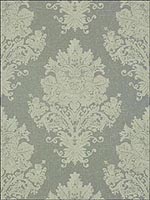Licata Damask Smoke Wallpaper T89155 by Thibaut Wallpaper for sale at Wallpapers To Go
