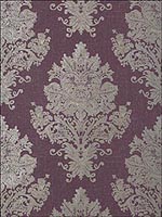 Licata Damask Plum Wallpaper T89156 by Thibaut Wallpaper for sale at Wallpapers To Go