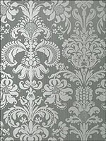 Ashley Damask Silver on Gray Wallpaper T89171 by Thibaut Wallpaper for sale at Wallpapers To Go