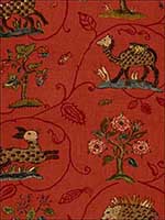 La Menagerie Flame Red Fabric 172762 by Schumacher Fabrics for sale at Wallpapers To Go