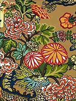 Chiang Mai Dragon Mocha Fabric 173274 by Schumacher Fabrics for sale at Wallpapers To Go