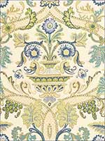 Fontenay Vase Porcelain Blue Fabric 173321 by Schumacher Fabrics for sale at Wallpapers To Go