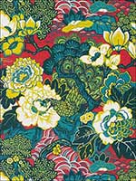 Shanghai Peacock Cerise Fabric 175130 by Schumacher Fabrics for sale at Wallpapers To Go