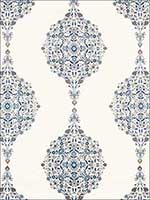 Mehndi Linen Print Indigo Fabric 175321 by Schumacher Fabrics for sale at Wallpapers To Go