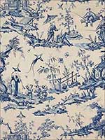 Shengyou Toile Indigo Fabric 175800 by Schumacher Fabrics for sale at Wallpapers To Go